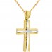 Χρυσός μασίφ ανδρικός βαπτιστικός σταυρός Κ14 με αλυσίδα